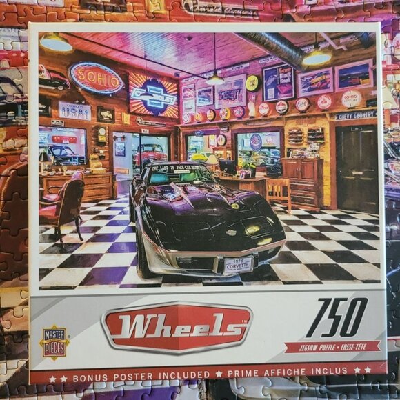 Wheels Corvette Classic Car Puzzle 750 Piece Master Chevrolet Man Cave No Poster - Picture 3 of 14